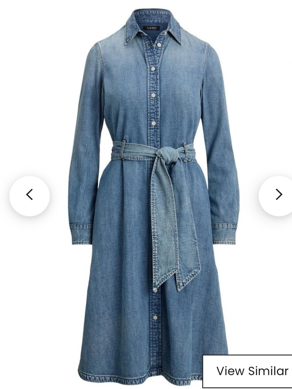 NEW💙RALPH LAUREN Belted Denim Shirtdress in Odeon light wash Size 10 $195 - Picture 2 of 8